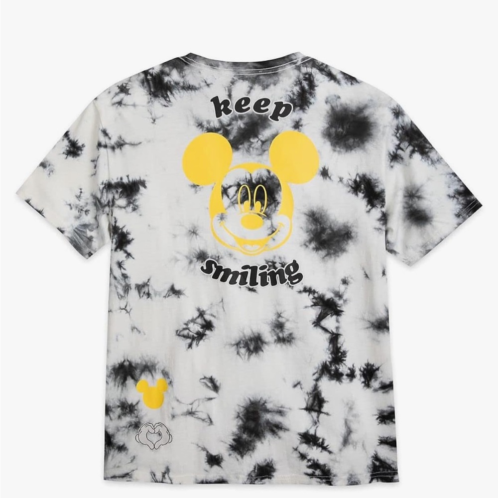 Disney Mickey Mouse Tie-Dye women’s T-Shirt Black White yellow smiling